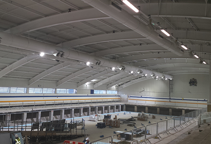 LED T8 Tube, LED Floodlight - Bath University swimming pool, UK